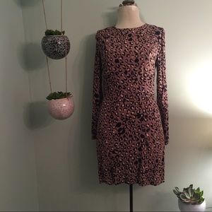 Long sleeve leopard print dress.